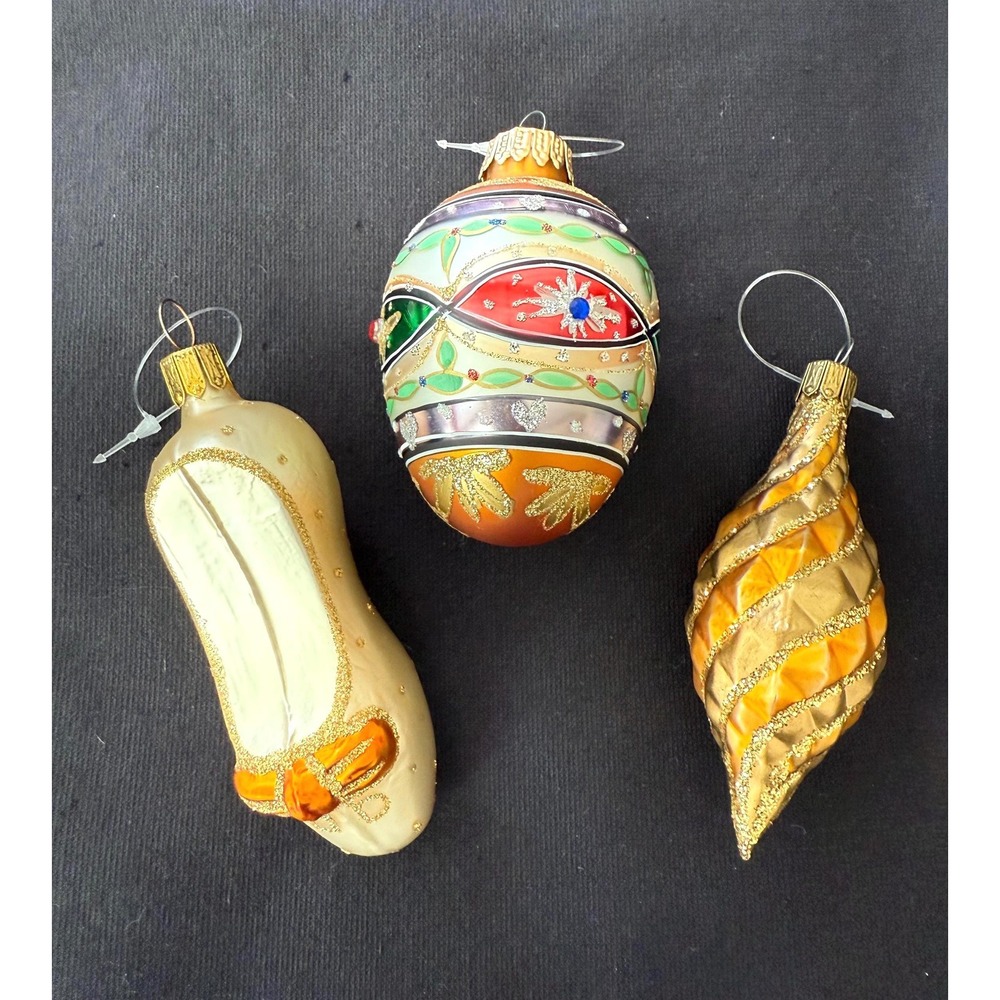Lot of‎ 3 Vintage Glass Christmas Ornaments West Germany/Czech